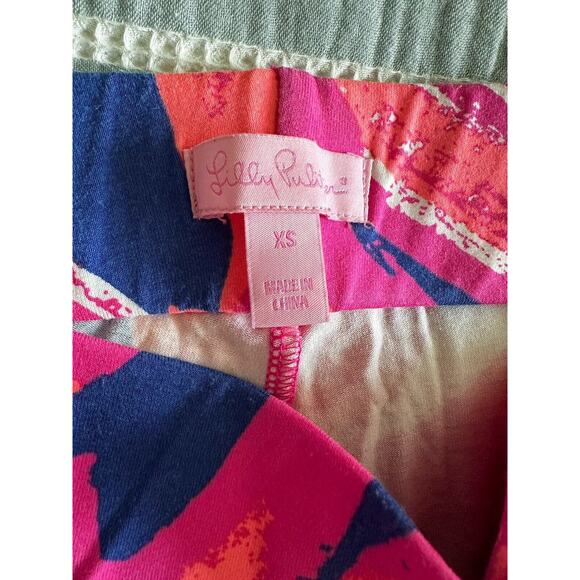 Lilly Pulitzer Georgia May Pull On Palazzo Pants Bomber Blue Plume Bloom XS - Picture 4 of 5